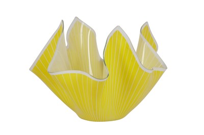 Lot 85 - A YELLOW AND WHITE HANDKERCHIEF VASE, 20TH CENTURY