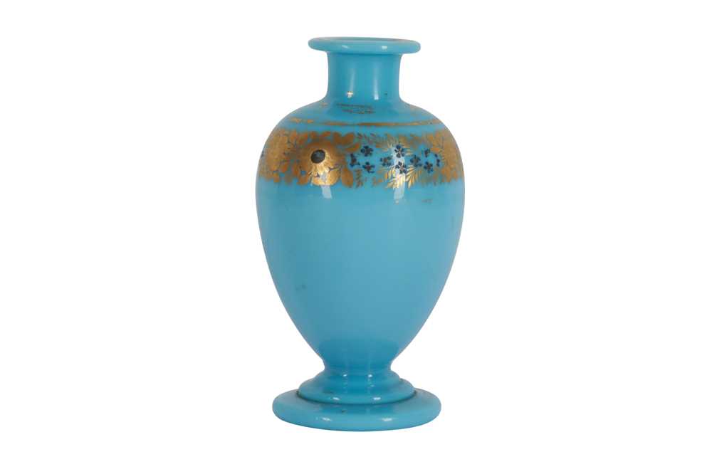 Lot 77 - A FRENCH BLUE OPALINE GLASS VASE, MID 19TH CENTURY