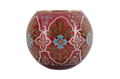 Lot 73 - A RUBY AND ENAMELLED GLASS VASE, FOR THE INDIAN/ISLAMIC MARKET, 20TH CENTURY