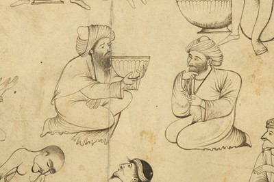 Lot 381 - A STUDY OF SEATED DERVISHES PREPARING FOOD
