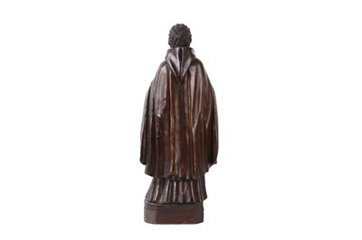 Lot 181 - AN 18TH CENTURY CARVED WOOD FIGURE OF A MONK IN PRAYER