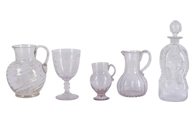 Lot 79 - A CLEAR GLASS JUG, 19TH CENTURY