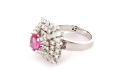 Lot 212 - A pink sapphire and diamond dress ring
