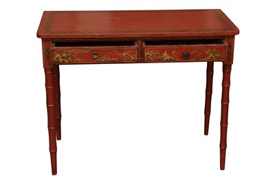 Lot 320 - A RED CHINOISERIE  RECTANGULAR TABLE, 19TH CENTURY