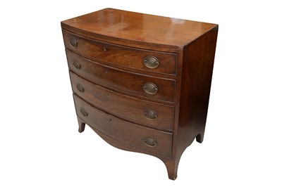 Lot 190 - A MAHOGANY BOWFRONT CHEST,19TH CENTURY