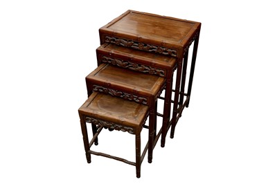 Lot 192 - A SET OF FOUR CHINESE HARDWOOD NESTING TABLES, 20TH CENTURY