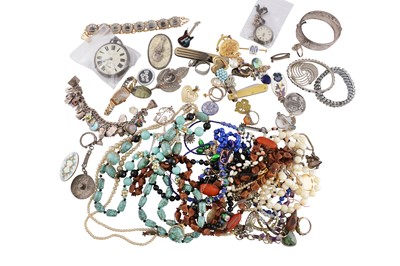 Lot 799 - A COLLECTION OF COSTUME JEWELLERY AND MISCELLANEOUS SILVER AND WATCHES