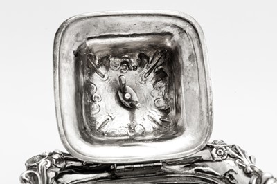 Lot 611 - A large and unusual Victorian sterling silver tea caddy or biscuit box, London 1844 by John Edward Terry