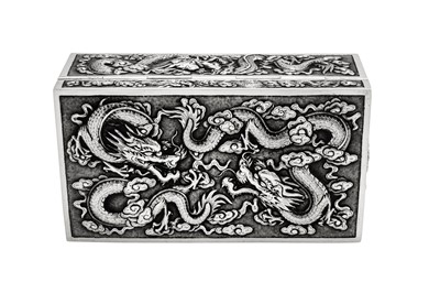 Lot 246 - A late 19th / early 20th century Chinese Export silver box or casket, Shanghai circa 1900 retailed by Luen Wo