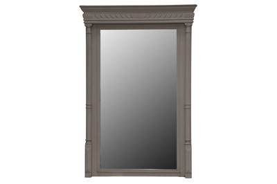 Lot 321 - A FRENCH GREY PAINTED RECTANGULAR PIER MIRROR, 20TH CENTURY