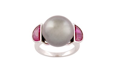 Lot 193 - Adler | A cultured pearl and ruby ring