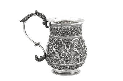 Lot 186 - A late 19th century Burmese silver mug, Thayetmyo dated 1871