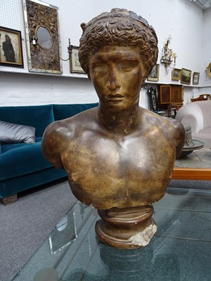 Lot 53 - A PLASTER LIBRARY BUST OF HERMES, AFTER THE ANTIQUE,  BY D BRUCCIANI AND CO