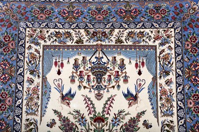 Lot 75 - AN EXTREMELY FINE PART SILK SIGNED ISFAHAN RUG, CENTRAL PERSIA