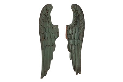 Lot 280 - A PAIR OF ITALIAN CARVED WOOD ANGELS WINGS, 19TH CENTURY