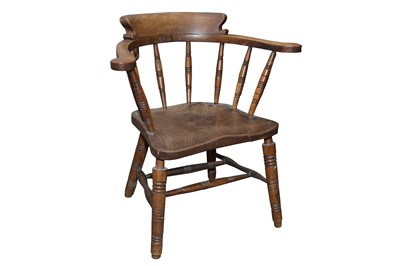 Lot 204 - A CAPTAIN'S CHAIR, LATE 19TH TO EARLY 20TH CENTURY