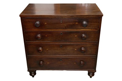 Lot 172 - A GEORGE III MAHOGANY CHEST, EARLY 19TH CENTURY