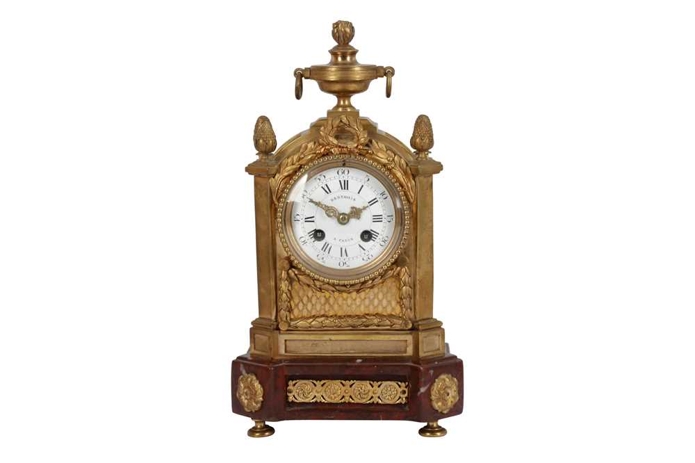 Lot 67 - A FRENCH GILT BRONZE AND MARBLE MANTEL CLOCK BY BERTHOIS, 19TH CENTURY