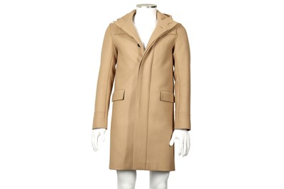Lot 163 - Dior Beige Wool Hooded Coat - Size 44