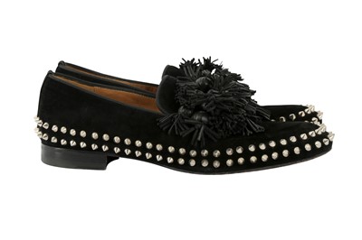 Lot 243 - Christian Louboutin Black Tassel and Spike Loafer - Size 40