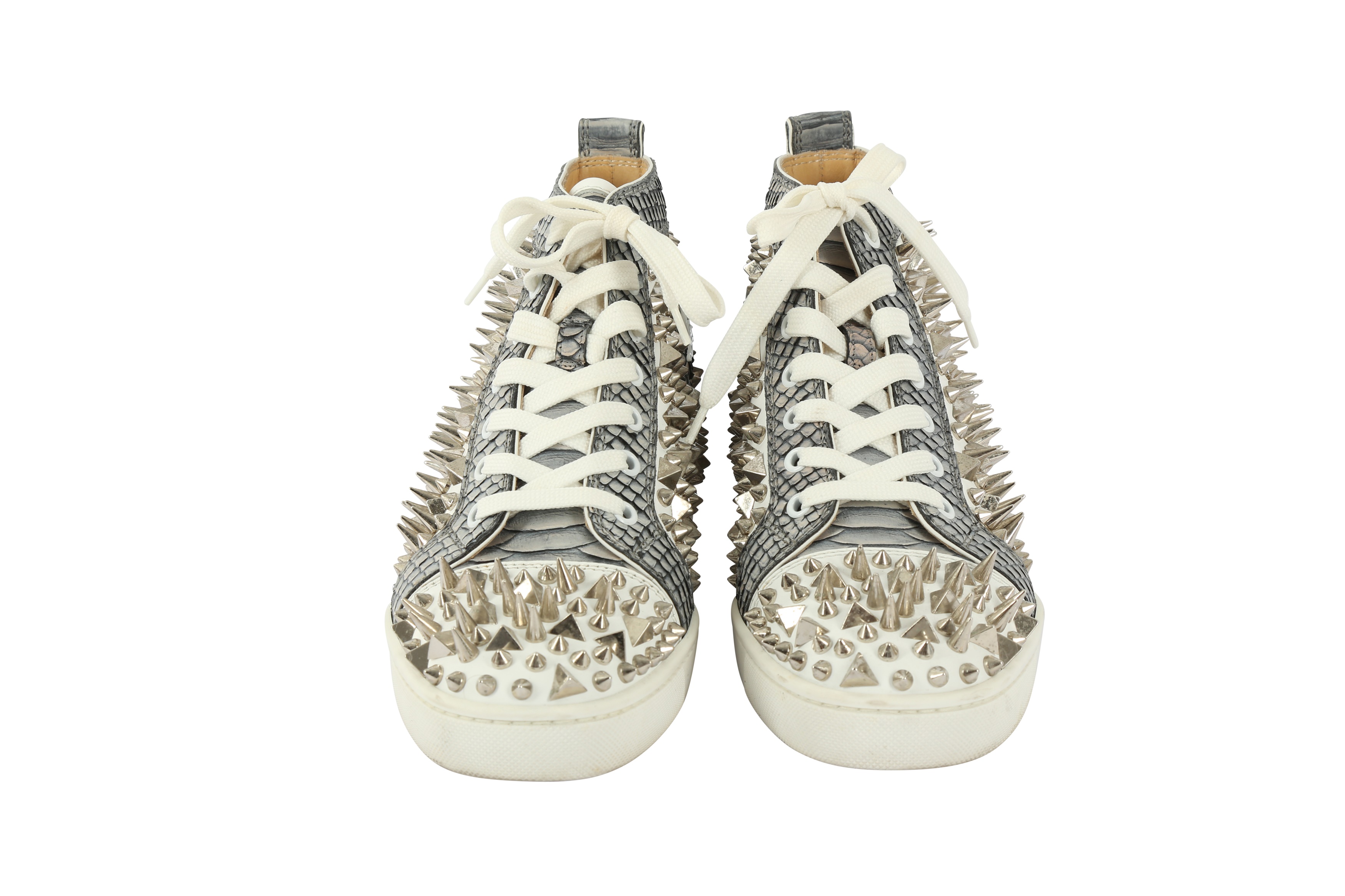 Lot 48 - Christian Louboutin White Python Spike High