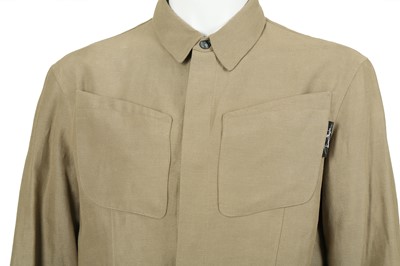 Lot 146 - Thierry Mugler Khaki Linen Safari Jacket - Size 48