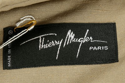 Lot 146 - Thierry Mugler Khaki Linen Safari Jacket - Size 48