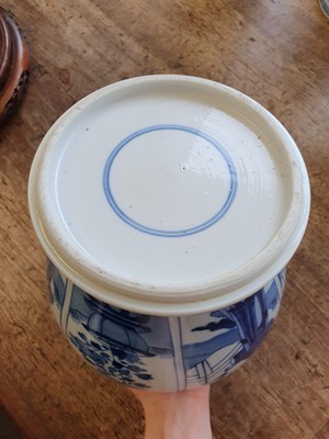 Lot 546 - A CHINESE BLUE AND WHITE BALUSTER 'LADIES' VASE.
