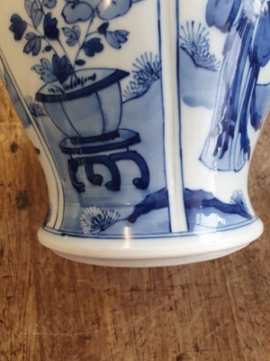 Lot 546 - A CHINESE BLUE AND WHITE BALUSTER 'LADIES' VASE.