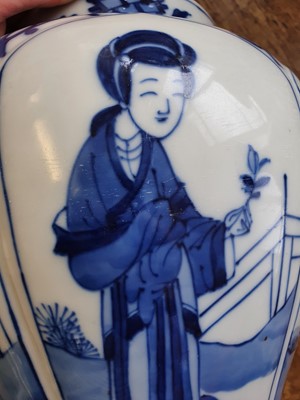 Lot 546 - A CHINESE BLUE AND WHITE BALUSTER 'LADIES' VASE.