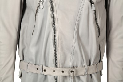 Lot 25 - Alexander McQueen Grey Leather Biker Jacket - Size 46