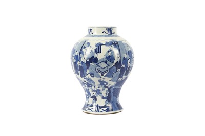 Lot 537 - A CHINESE BLUE AND WHITE 'HUNDRED BOYS' BALUSTER VASE.