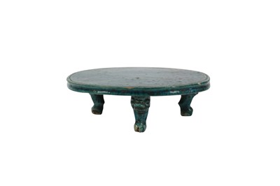 Lot 1045 - A CHINESE TURQUOISE-GLAZED STAND.