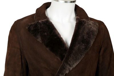 Lot 108 - Gucci Brown Shearling Double Breasted Coat - Size 44