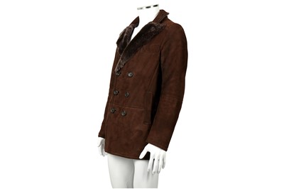 Lot 108 - Gucci Brown Shearling Double Breasted Coat - Size 44