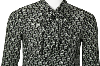 Lot 93 - Gucci Green Geometric Print Silk Shirt - Size 44