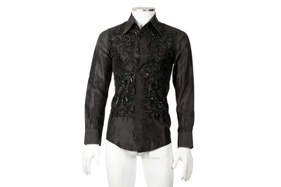 Lot 206 - Dolce & Gabbana Black Silk Embellished Shirt - Size 38