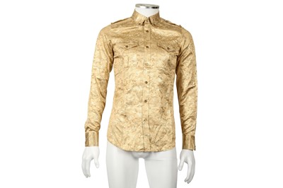 Lot 180 - Burberry Gold Silk Brocade Shirt - Size 38