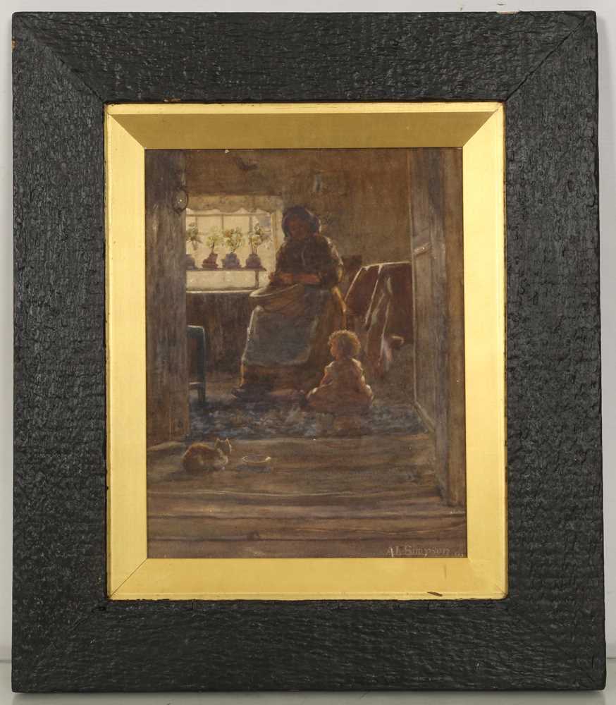 Lot 467 - A.L. Simpson, 19th Century British, interior...