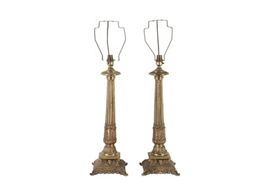 Lot 1112 - A PAIR OF SPELTER LAMP BASES, IN THE CLASSICAL TASTE, 20TH CENTURY