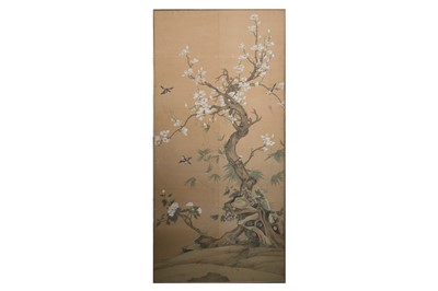 Lot 456 - A LARGE CHINESE PANEL OF MAGNOLIA TREES AND BIRDS, EARLY 20TH CENTURY