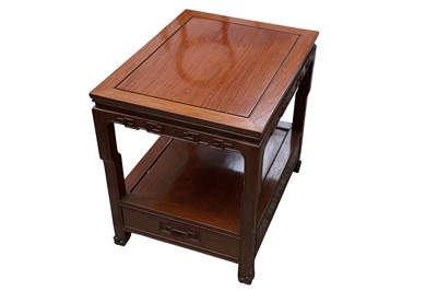 Lot 463 - GEORGE ZEE & CO, A CHINESE HARDWOOD LAMP TABLE, MADE IN HONG KONG, 20TH CENTURY