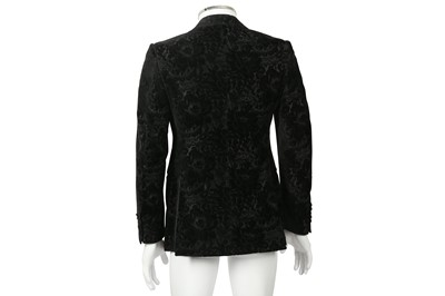 Lot 204 - Gucci Black Velvet Floral Jacquard Blazer - Size 46