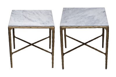 Lot 1053 - PURE WHITE LINES, A PAIR OF CONTEMPORARY SIDE TABLES FROM THE PASADENA RANGE
