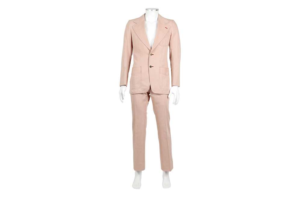 Lot 9 - Yves Saint Laurent Pale Pink Cotton Suit - Size 44