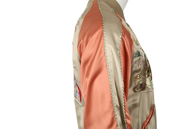 Lot 92 - Gucci Champagne Silk Reversible Bomber Jacket - Size 46