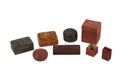 Lot 746 - EIGHT CHINESE LACQUER BOXES AND SIX COVERS.