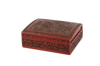 Lot 737 - A CHINESE CINNABAR LACQUER RECTANGULAR BOX AND COVER.