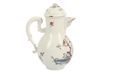 Lot 83 - AN ANSBACH PORCELAIN MILK JUG OR HOT WATER JUG AND COVER, 18TH CENTURY