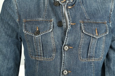 Lot 58 - Dolce & Gabbana Blue Distressed Military Denim Jacket - Size 44